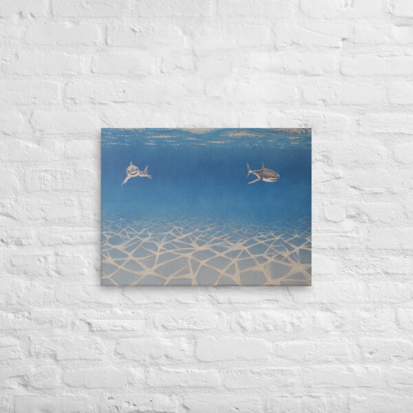 SWIMMING WITH SHARKS - THIN CANVAS 24"X18"