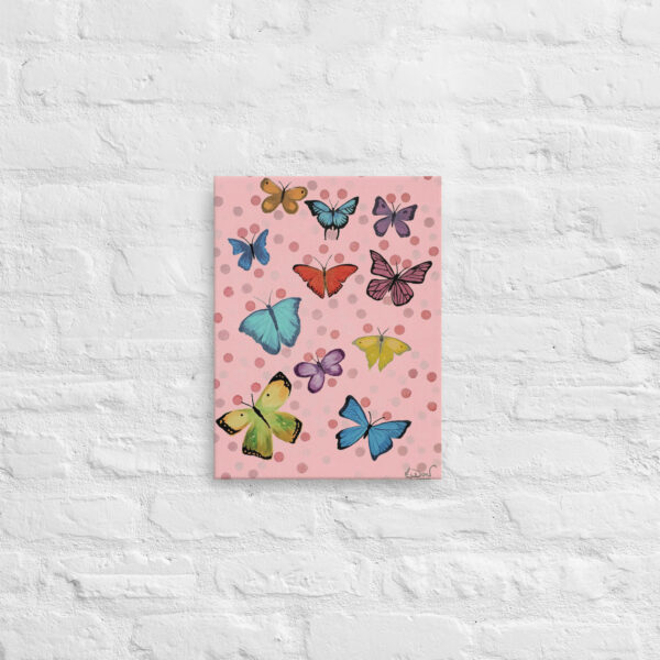 BUTTERFLIES ON PINK - 12"x16" THIN CANVAS